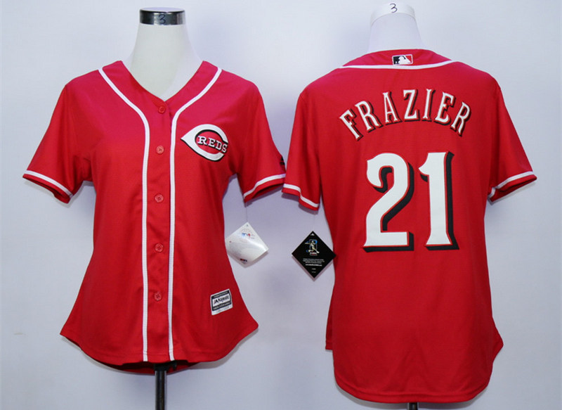 Reds 21 Todd Frazier Red Women New Cool Base Jersey]